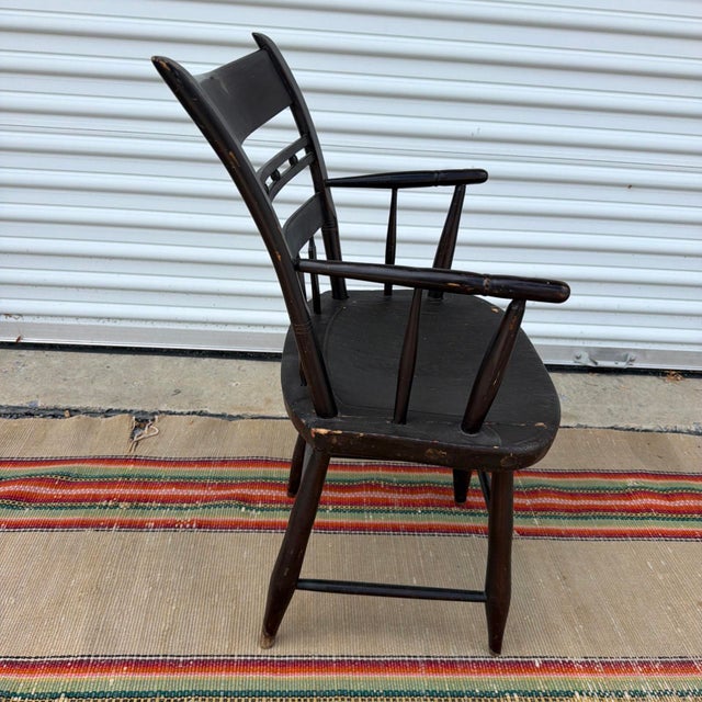 Farmhouse Antique Federal Windsor Splat-Back Armchair Vermont or New York, 1820's For Sale - Image 3 of 16