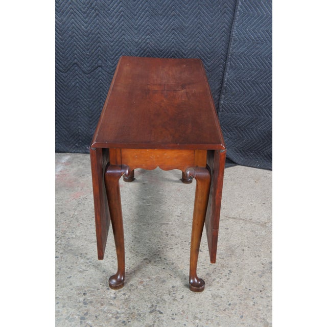 Brown Antique 18th C. George III Solid Cherry Drop Leaf Dining Breakfast Table Console For Sale - Image 8 of 14