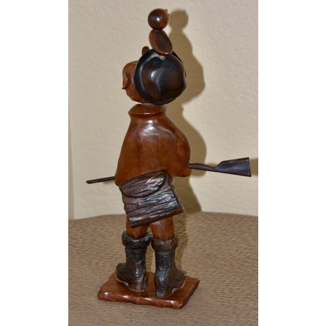 Dolfi Italian Hand Carved Wooden Duck Hunter Folk-Art Sculpture For Sale - Image 9 of 10