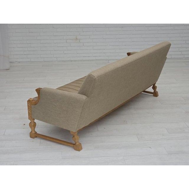 1970s Vintage Danish Three-Seater Sofa in Wool and Oak, 1970s For Sale - Image 5 of 17