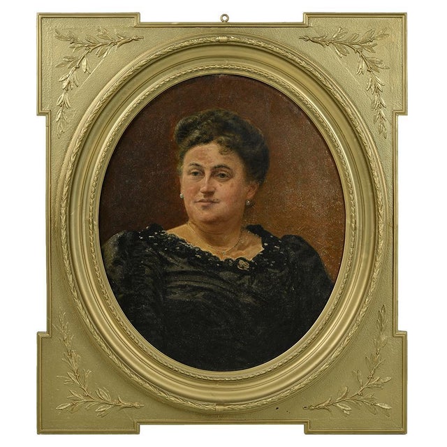 Moreau Deschamps, Portraits of a Belgian Couple, 1905, Oil on Canvases, Framed, Set of 2 For Sale - Image 3 of 15