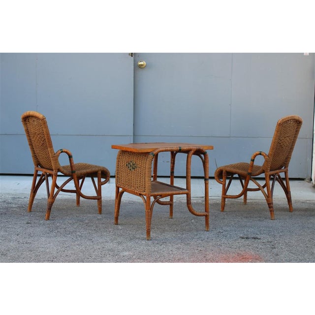 Mid-Century Bamboo Armchairs and Table, 1950s, Set of 3 For Sale - Image 16 of 16