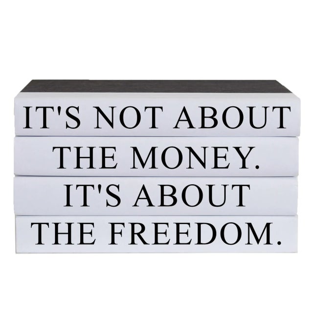 Modern Decorative Books - Quote Book Stack - "It's About Freedom" For Sale - Image 3 of 3