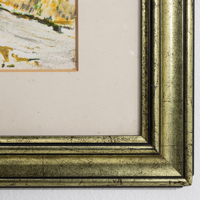 French 1930s France Green Wood Painting For Sale - Image 3 of 15