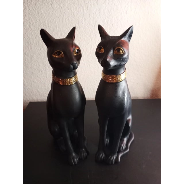 1970s Chalkware Black Cats - a Pair For Sale - Image 4 of 7
