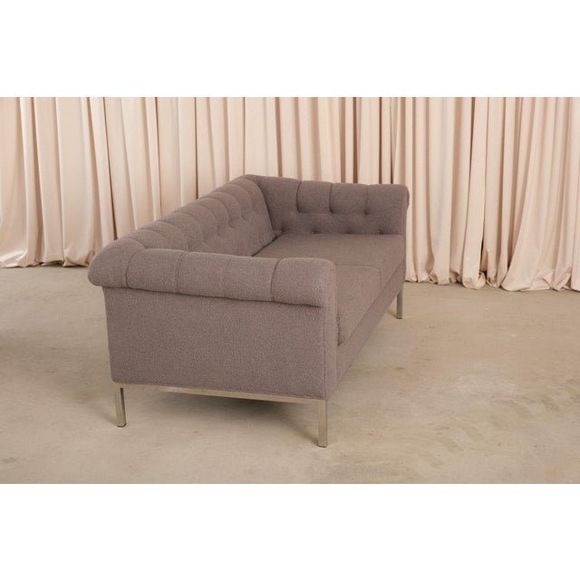 Metal Vintage Rare Dunbar Tuxedo Sofa, Original Label, Attributed Edward Wormley For Sale - Image 7 of 13