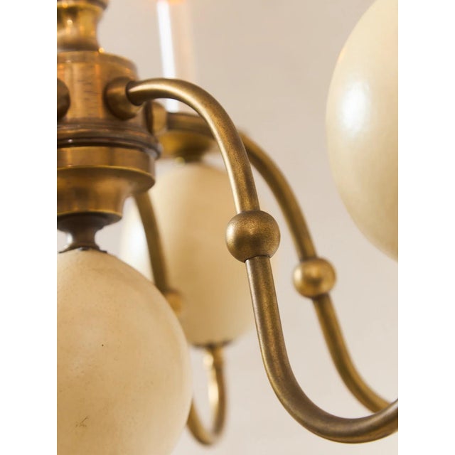 Queen Anne Vintage Queen Anne Brass and Faux Ostrich Egg Chandelier For Sale - Image 3 of 5
