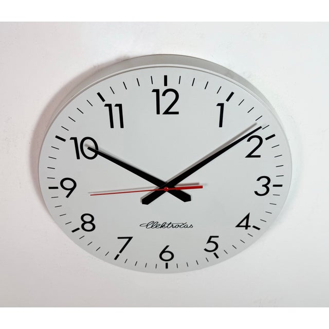 Large Vintage Office Wall Clock from Elektročas, 1990s For Sale - Image 4 of 17