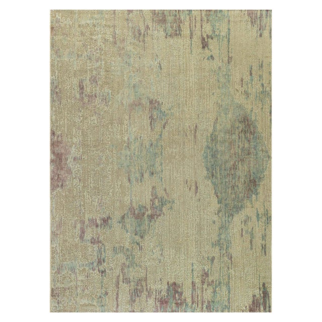 Textural Silk Rug in Faint Blues and Pinks by Doris Leslie Blau For Sale