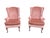 Mid 20th Century Rose Gold Pink Crushed Velvet Wingback Chairs- A Pair For Sale - Image 12 of 18