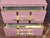 Italian Pink Murano Glass Nightstand with Brass and Gray Velvet from Justfurnituress SRL, Set of 2 For Sale - Image 4 of 9