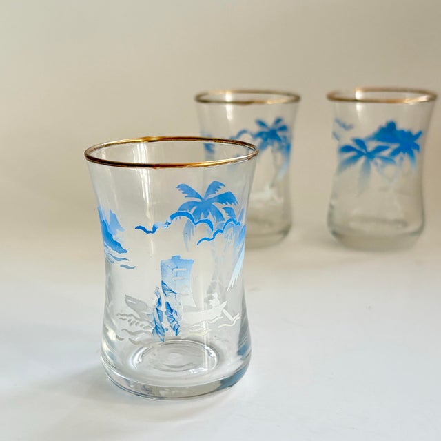 Mid-Century Modern 1950s Mid Century ModernTropical Shot Glasses – Set of 3 For Sale - Image 3 of 4
