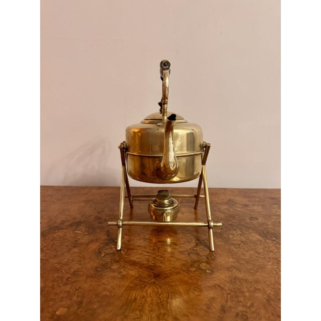 1900 - 1909 Antique Edwardian Brass Spirit Kettle and Stand, 1900s, Set of 2 For Sale - Image 5 of 7