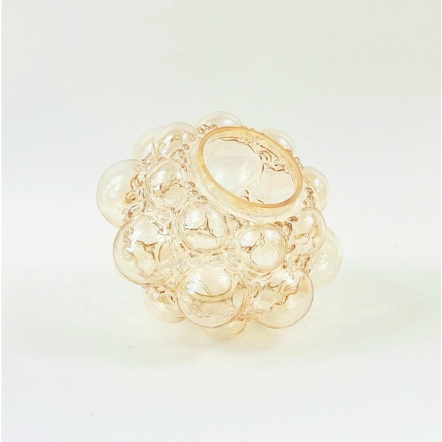 Labelled Mid-Century Modern Amber Bubble Glass Pendant by Helena Tynell for Limburg, Germany, 1960s For Sale - Image 6 of 8