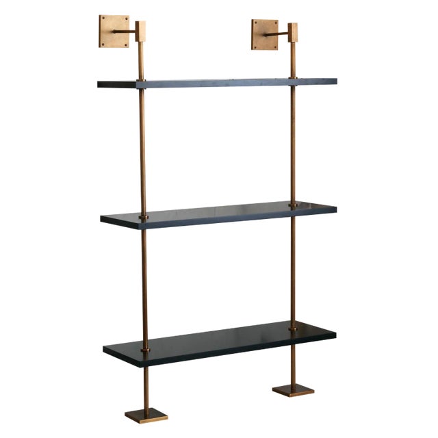 Marais 3-Tier Black & Brass Shelf 36" For Sale