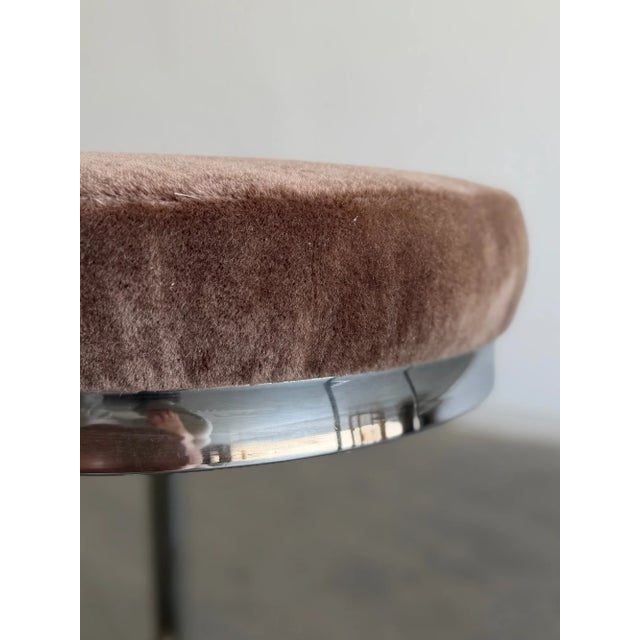 Vintage Cantilevered Bar Stools in Mohair - Pair For Sale - Image 4 of 10