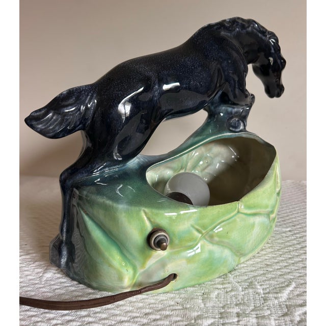 1930s Vintage Art Deco Haeger Jumping Horse Tv Table Lamp For Sale - Image 5 of 10