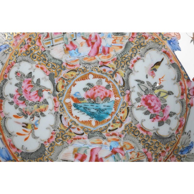 Ceramic 19th Century Chinese Export Rose Medallion Punch Bowl For Sale - Image 7 of 11