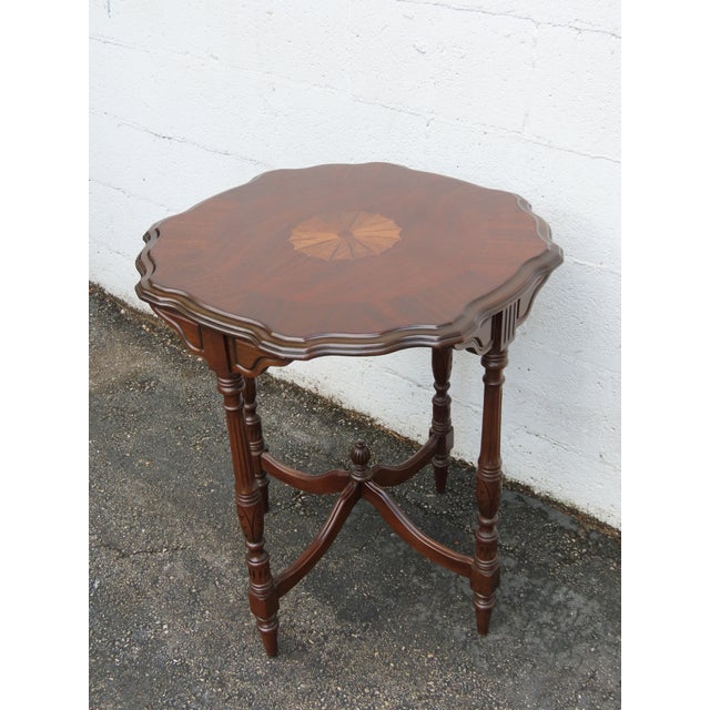 Early 1900s Inlay Round Carved Side End Accent Table 6335 For Sale - Image 12 of 12