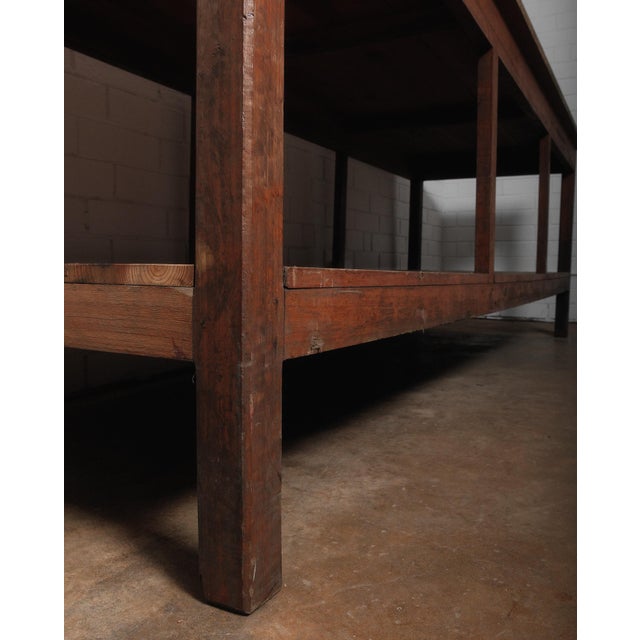 Farmhouse Antique French Workbench Table – Rustic Farmhouse Industrial For Sale - Image 3 of 7