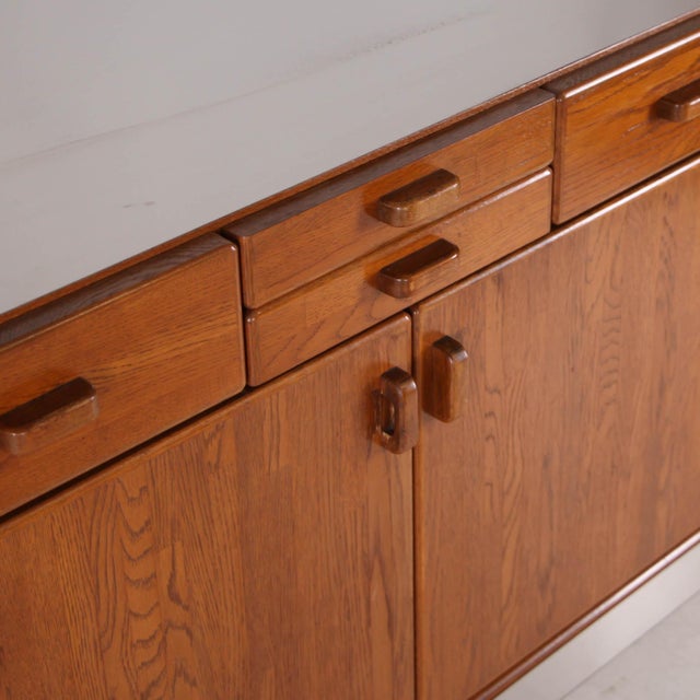 Sideboard in Oak and Brushed Aluminum, 1980s For Sale - Image 9 of 18