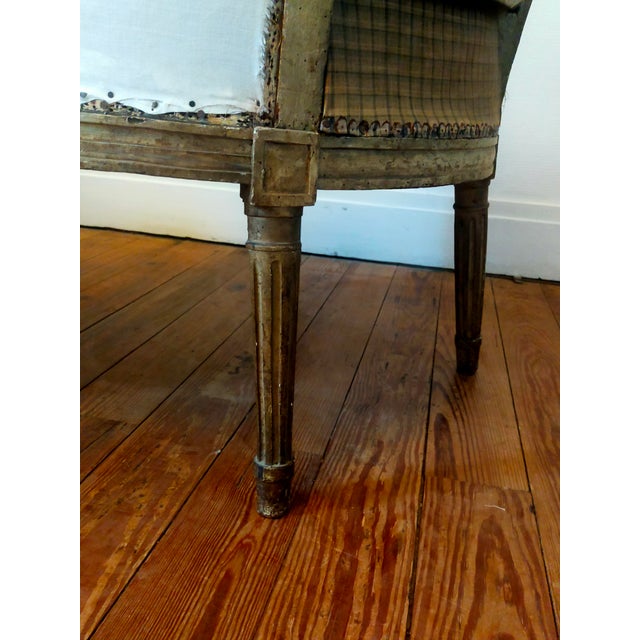 Wood Set of Antique Louis XVI Lounge Chair and Ottoman, 1700s For Sale - Image 7 of 10