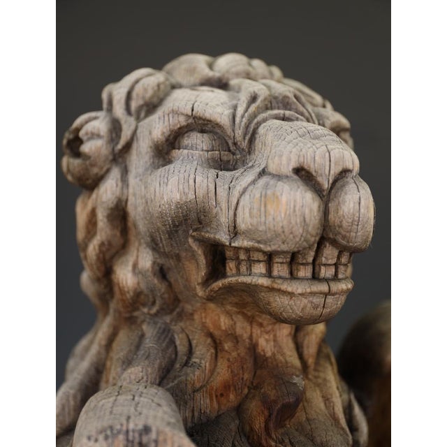 19th Century Neo-Renaissance French Heraldic Lion Sculptures, 1870s, Set of 2 For Sale - Image 4 of 18
