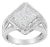 .925 Sterling Silver 2/5 Cttw Princess Cut Diamond Square On Point Cluster Composite Cocktail Ring (H-I Color, SI1-SI2 Clarity) - Size 6 For Sale
