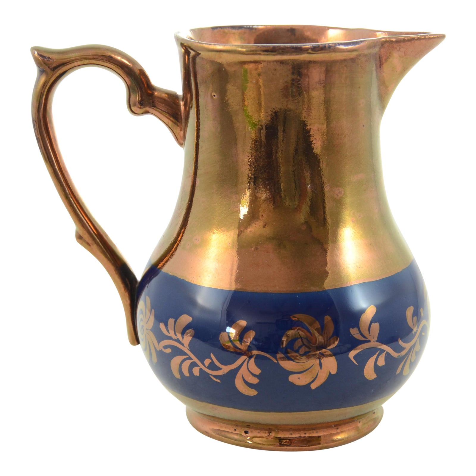 1890s English Copper Lusterware Pitcher Chairish