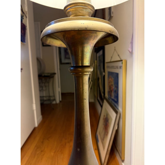 Vintage 1972 Chapman Solid Brass 2-Socket Standing Lamp, X739b, Mid-Century Modern/Hollywood Regency For Sale In San Francisco - Image 6 of 10