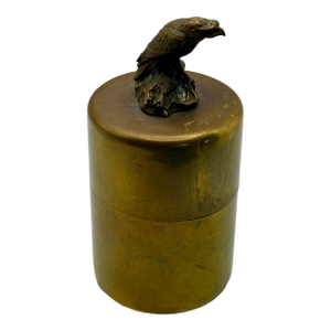 Vintage Brass Eagle Lidded Canister – Sculptural Bird Box / Hollywood Regency Decor