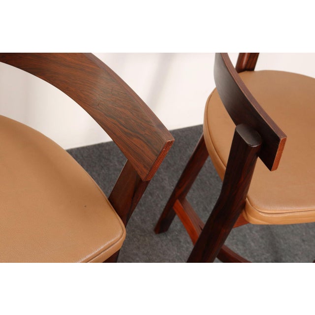 Pair of Danish Modern Rosewood and Leather Counter Stools by John Mortensen For Sale - Image 14 of 18