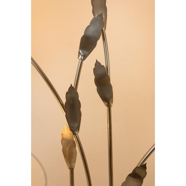 Silver Large Lamp in Silver-Plated Brass and Silk by Antonio Pavia, 1970s For Sale - Image 8 of 10