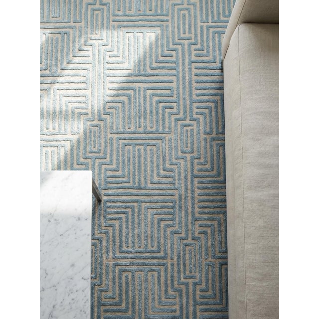 Knossos Hand-Tufted Maze Rug, Sky Blue, 6x9 For Sale - Image 4 of 4