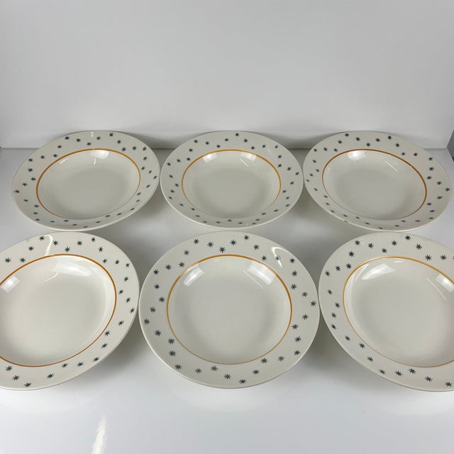 Mid-Century Modern Primefleur Creation Constellation Model Soup Plates from Gien, 1950s, Set of 6 For Sale - Image 3 of 12