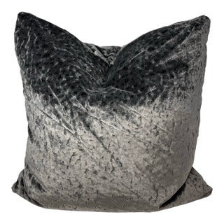 New Flecked Charcoal Grey Fabric Decorative Accent Throw Pillow Large For Sale