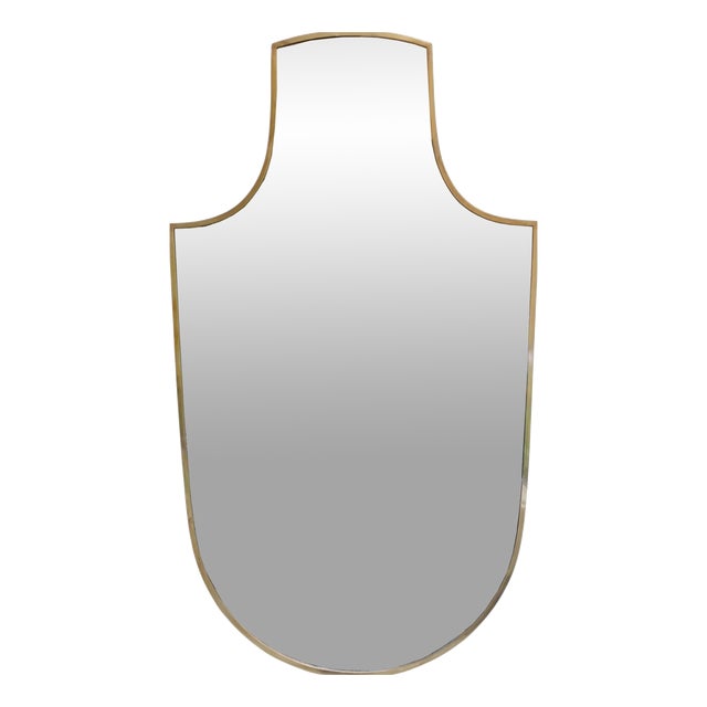 Brass Shield Wall Mirror, Italy, 1950s For Sale