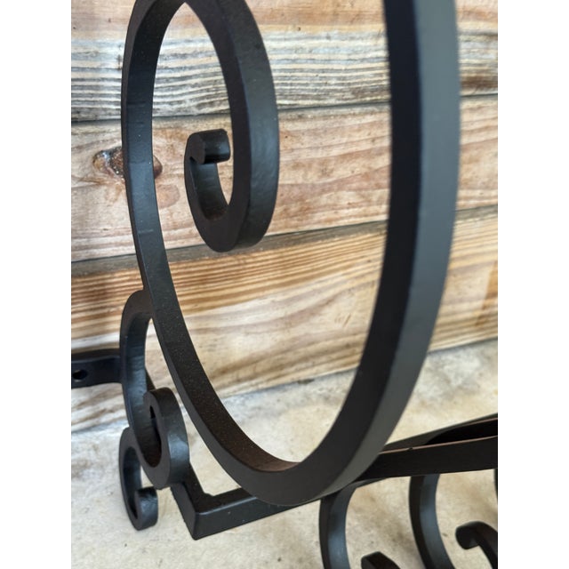 Black Mid-20th Century Hand-Forged Iron Window Grille With Sculptural Scrollwork For Sale - Image 8 of 12