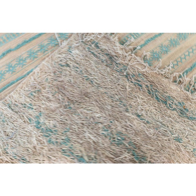 Modern Warm Tan With Teal Striped Handmade Rug "Aquastria" by Doris Leslie Blau For Sale In New York - Image 6 of 6