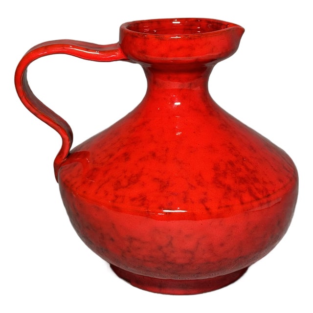 Italian Red Glazed Ceramic Vase, 1960s For Sale