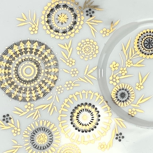 Mid-Century Modern Gold-Embellished Vintage Porcelain Wall Plate Curation - Group of 7 For Sale - Image 3 of 18