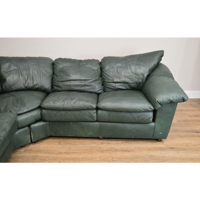 Hancock Moore Green Leather Sectional Sofa Chairish