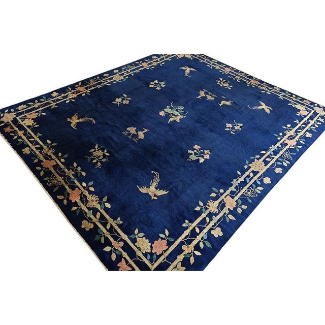 Antique Peking Chinese Allover Knotted Rug, Circa Date: 1920s. This exquisite piece is a superb example of early 20th-...