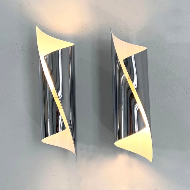 Curved Chromed Wall Lamps, 1970s, Set of 2 For Sale - Image 9 of 9