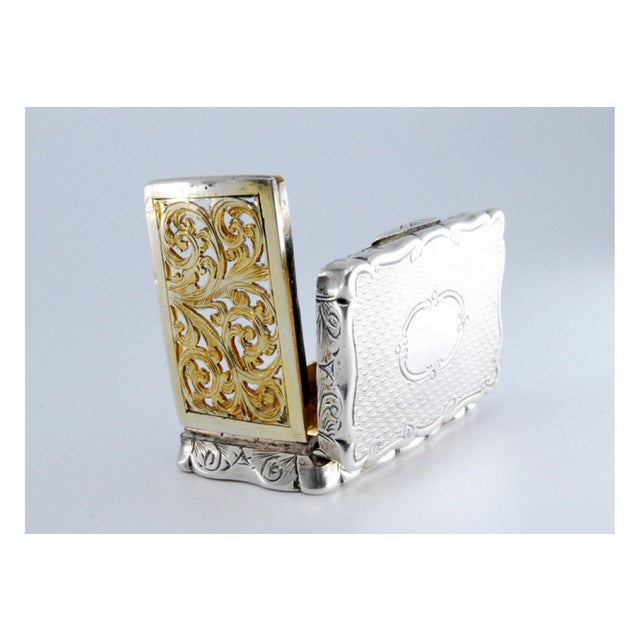Silver and Gold Vinaigrette Box with Corded Trim on Lid For Sale - Image 4 of 10