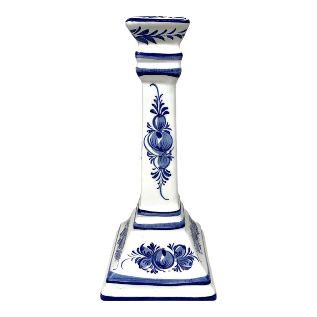 Vintage Blue & White Candle Holder For Sale