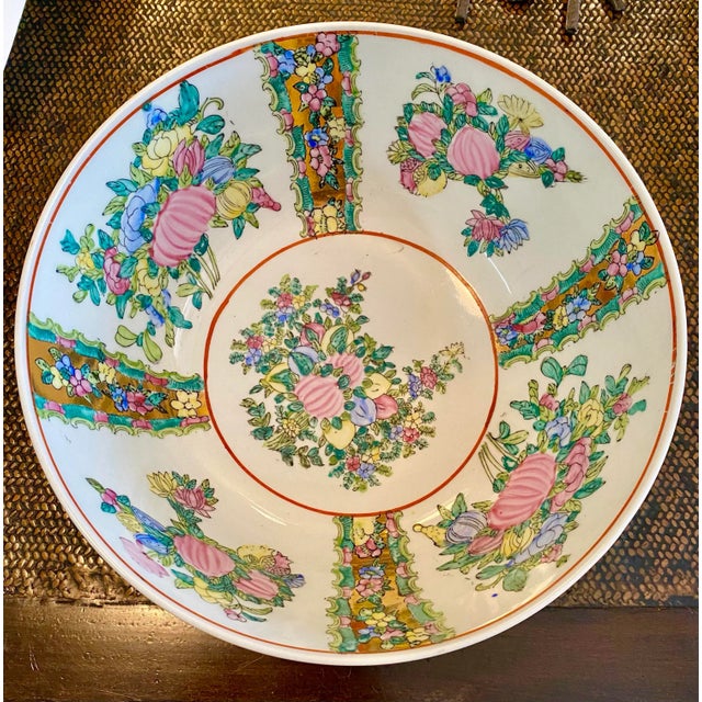 Familie Rose hand painted pastels and gilt large bowl. No marks.