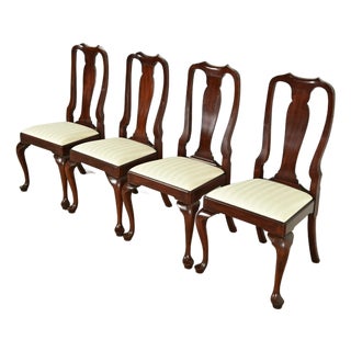 Henkel Harris Queen Anne Solid Mahogany Dining Chairs, Set of Four For Sale