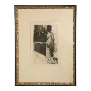 Sensual Hand Signed !9th Century Lobel Riche Etching Custom Framed