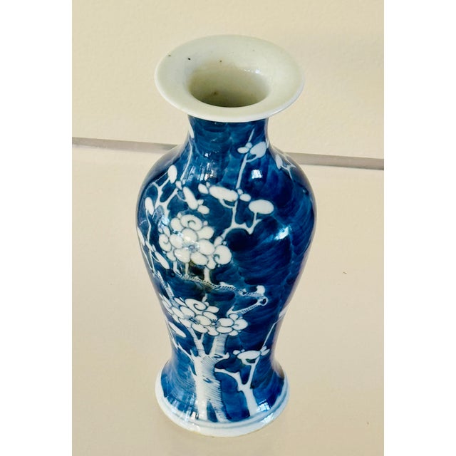 Mid 19th Century Mid 19th Century Qing Dynasty Blue and White Porcelain Prunus Vase For Sale - Image 5 of 14